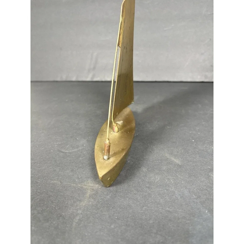 Vintage Brass Sailboat Sculpture Nautical Coastal Decor MCM Style